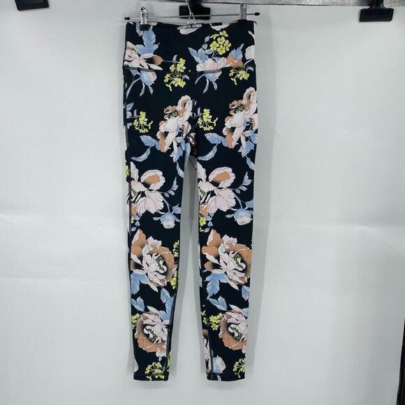 Mono B Calista Active Leggings Women's Small Multicolor Floral Stretch Pull On - Picture 1 of 12